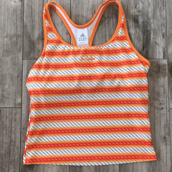 adidas Tops - Adidas Racer Back Orange Tank Top with Bra Size L